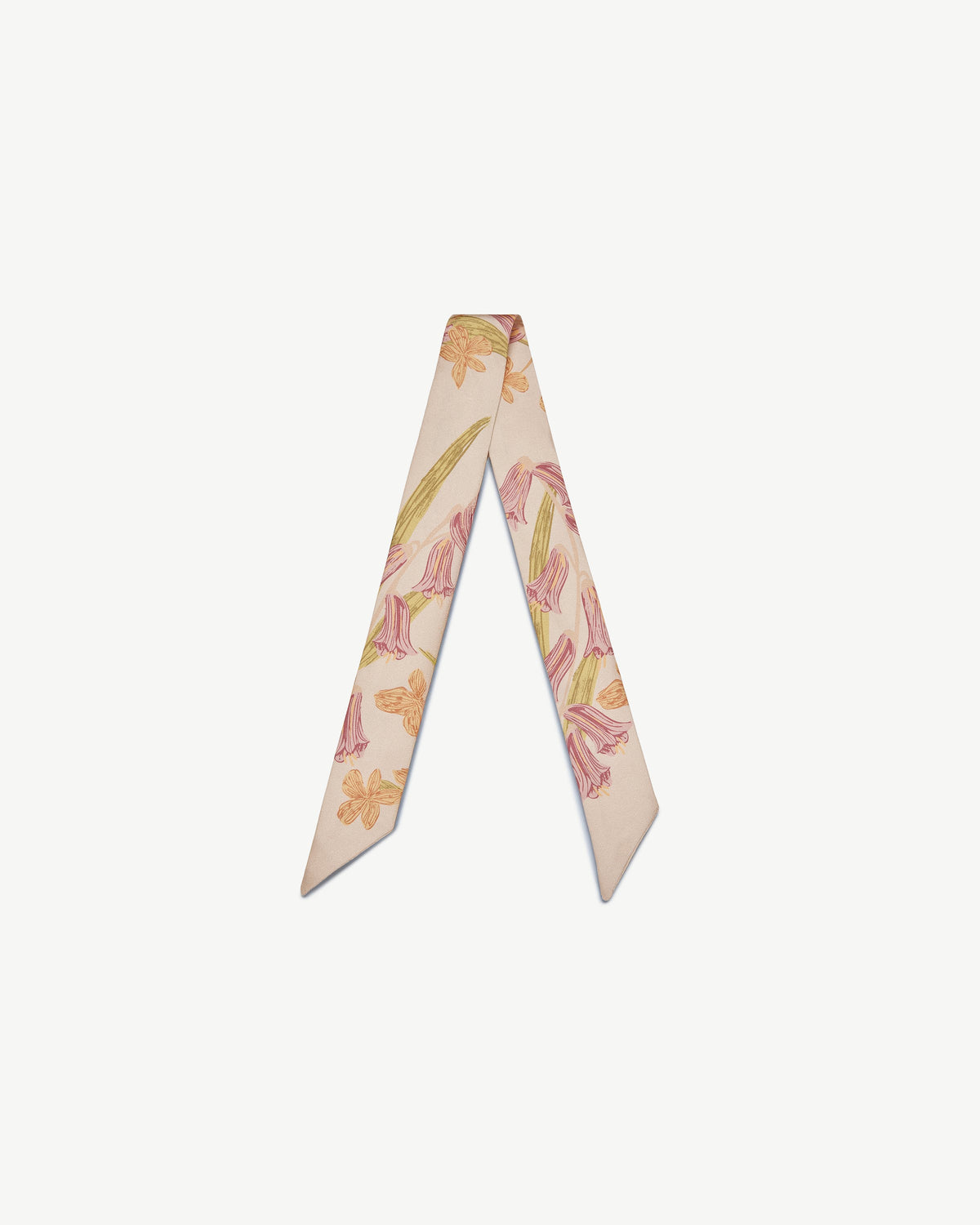 Silk Skinny Scarf - Oat/Lime/Pink - View 2