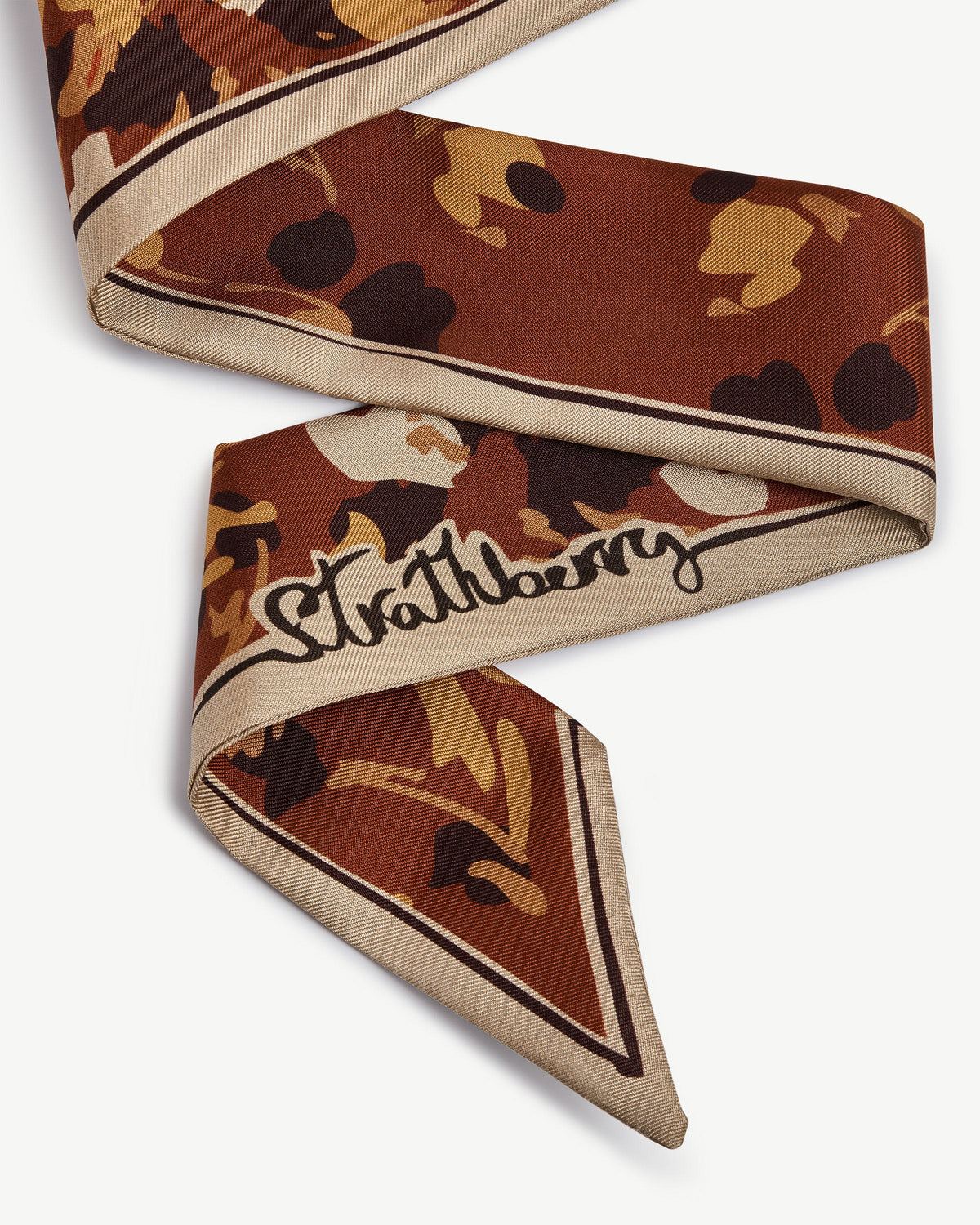 Silk Skinny Scarf - Sand/Oxblood Pop Flowers - View 3