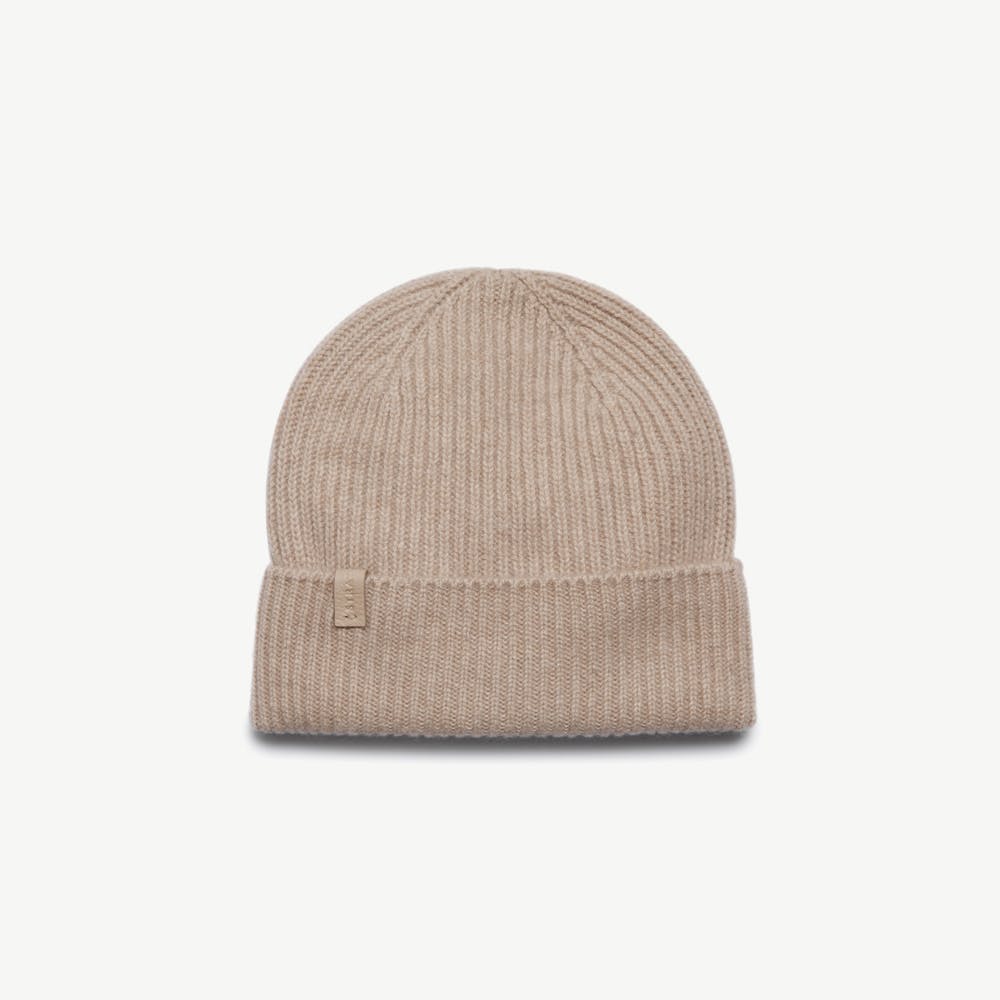 Westray Ribbed Cashmere Beanie - Oat - View 1