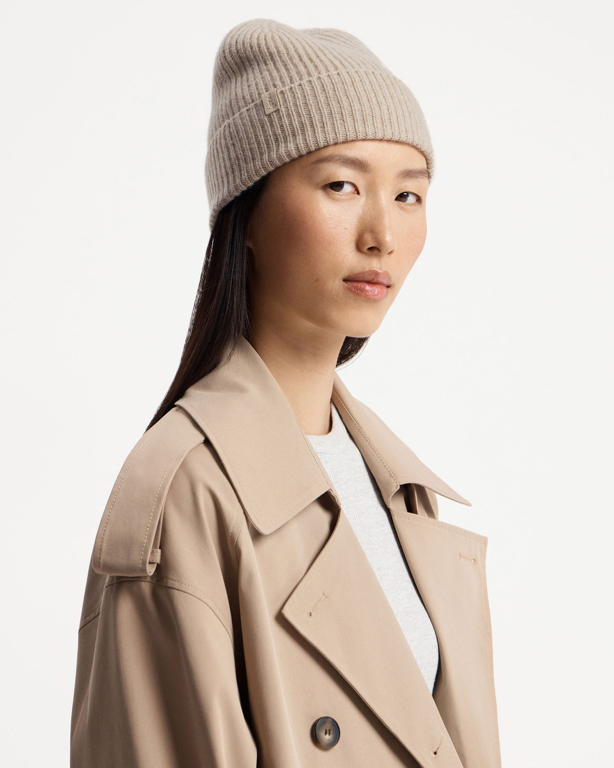 Westray Ribbed Cashmere Beanie - Oat - View 4