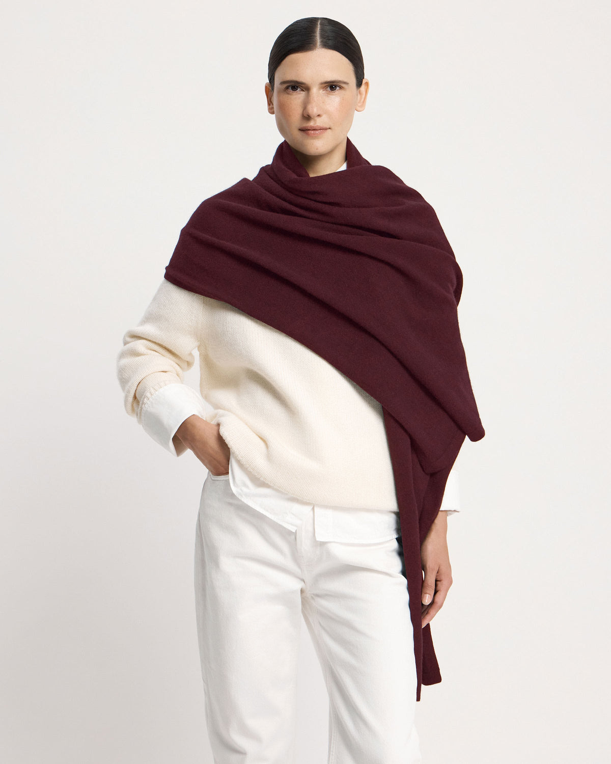 Westray Cashmere Travel Wrap - Burgundy - View 2
