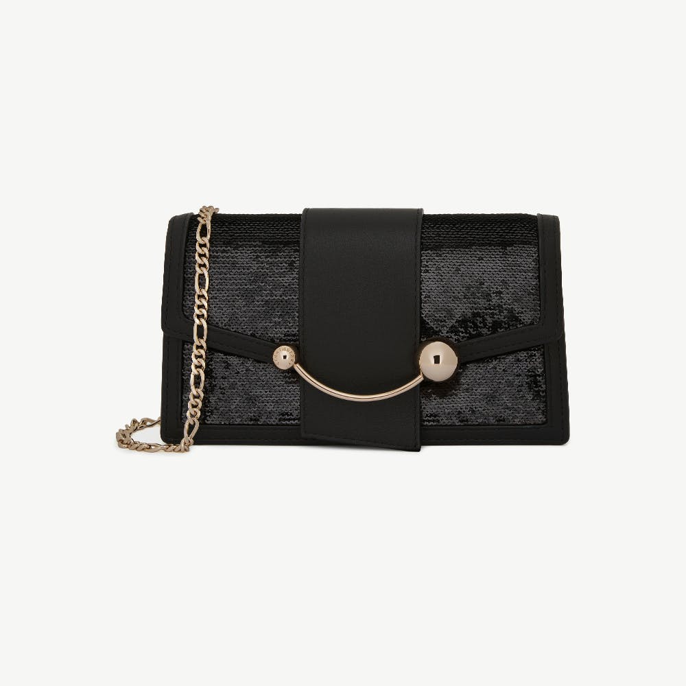 Crescent on a Chain - Black Sequins - View 1