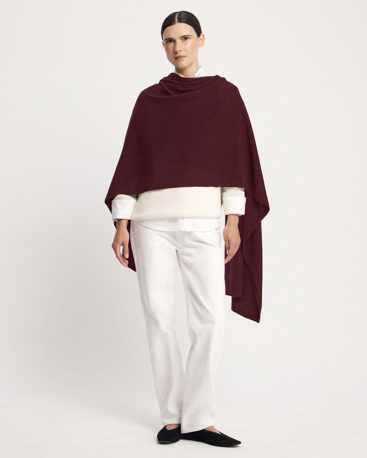 Westray Cashmere Travel Wrap - Burgundy - View 6