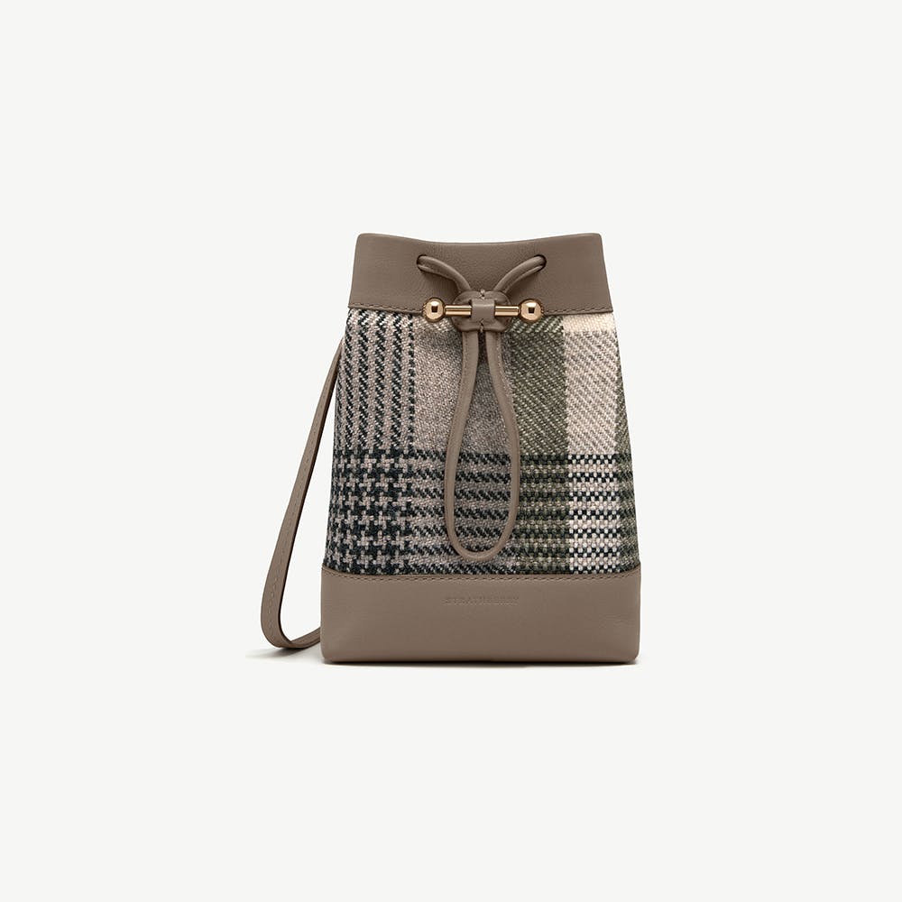Osette Midi Pouch - Strathberry Tartan Taupe - View 1