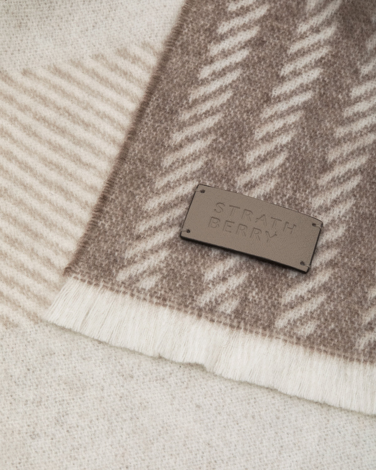 Tartan Cashmere Scarf - Taupe - View 3