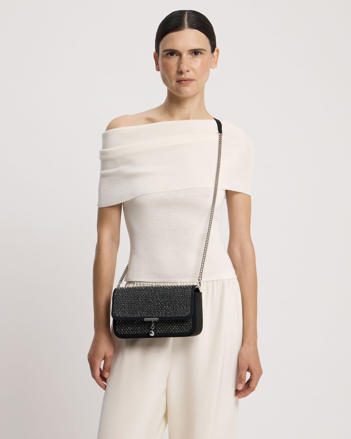 Nocturn Clutch - Black Embroidered Satin - image 23