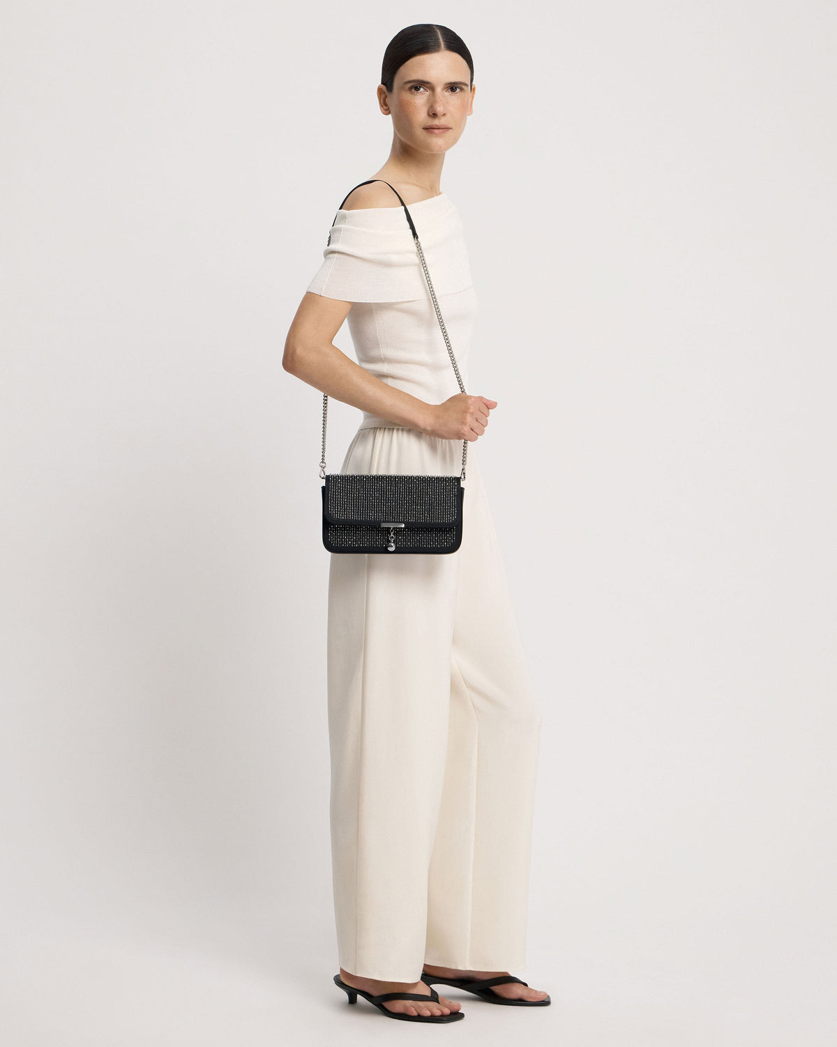 Nocturn Clutch - Black Embroidered Satin - image 21