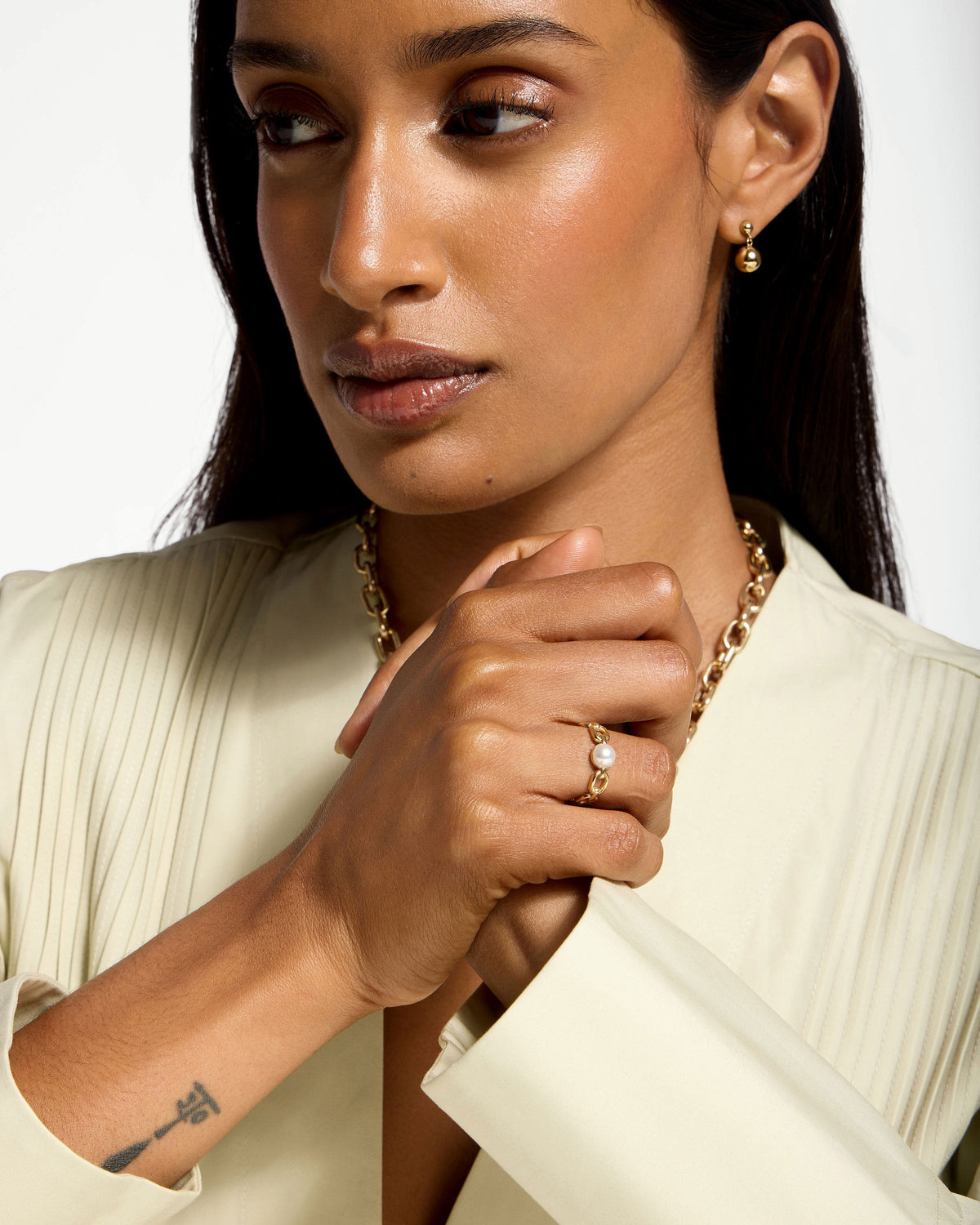 Pearl Link Ring - 22 Carat Gold Gilded - image 22