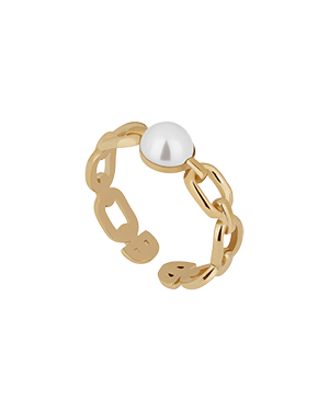 Pearl Link Ring - 22 Carat Gold Gilded - image 24