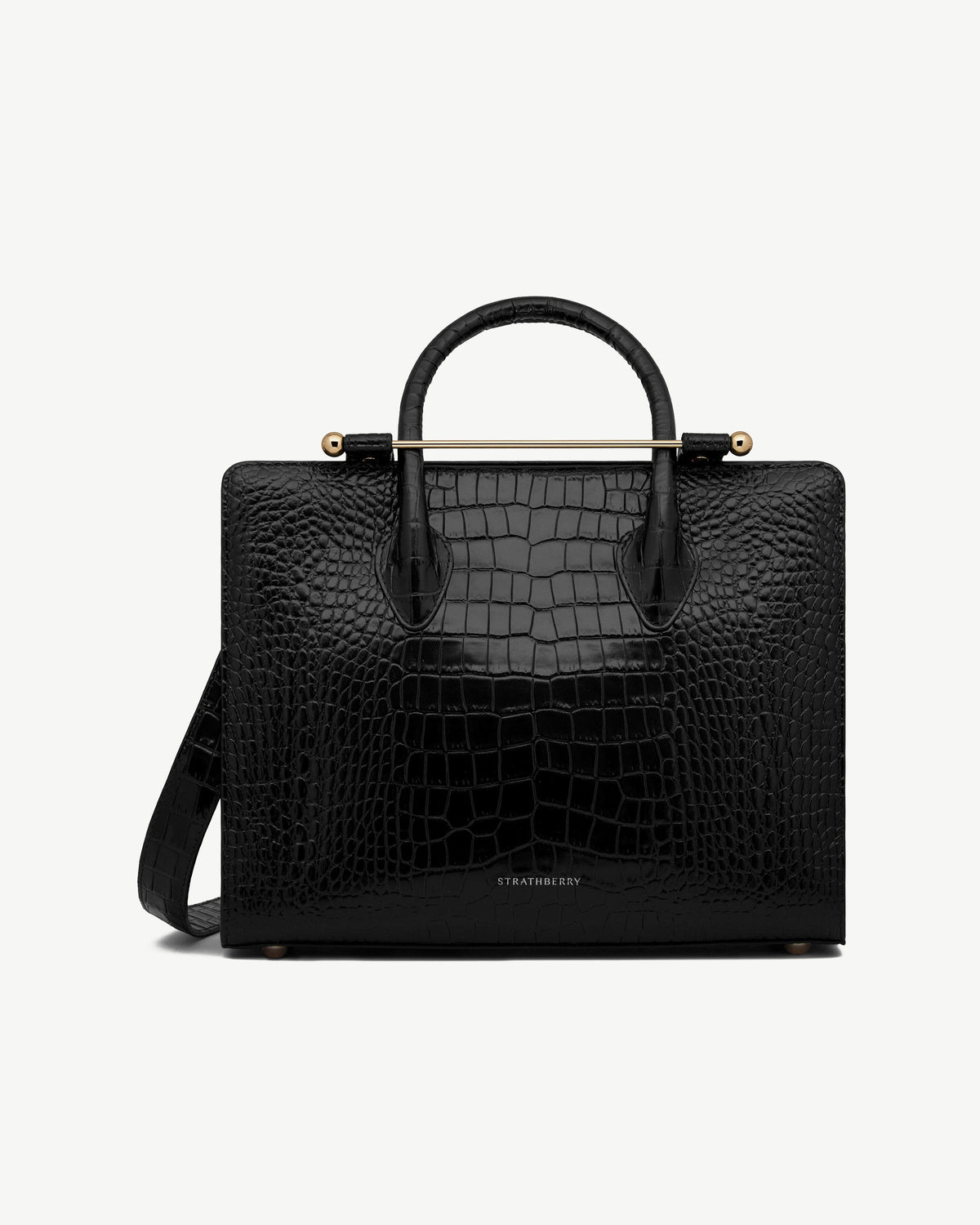 Midi Tote - Croc-Embossed Leather Black - View 2