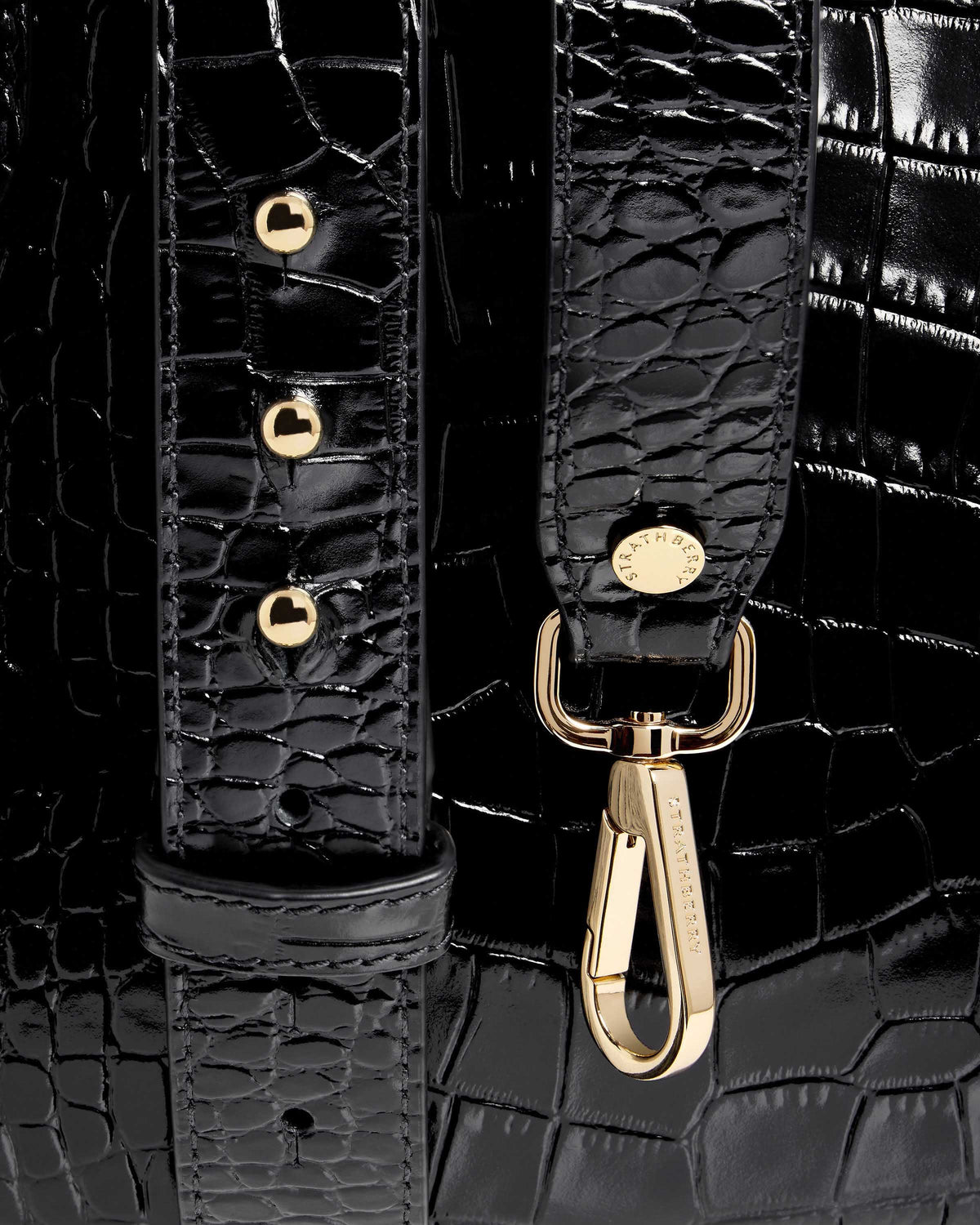 Midi Tote - Croc-Embossed Leather Black - View 7