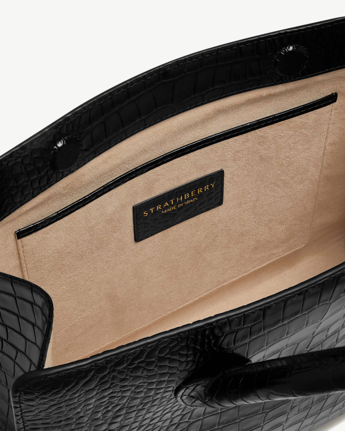 Midi Tote - Croc-Embossed Leather Black - View 8