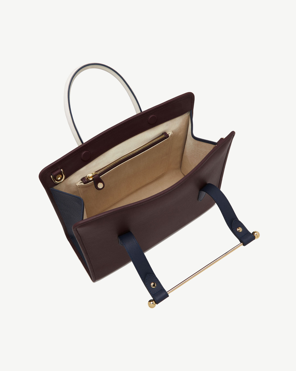 Midi Tote - Burgundy/Navy/Vanilla - View 6