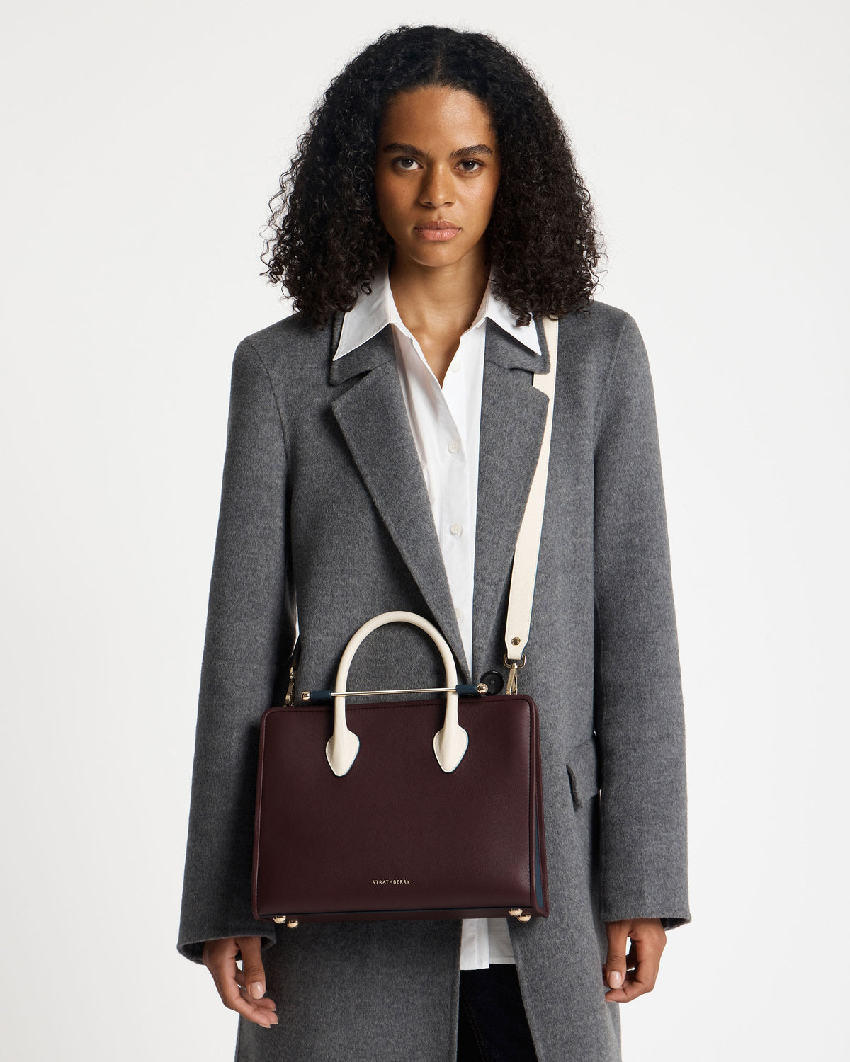 Midi Tote - Burgundy/Navy/Vanilla - View 10
