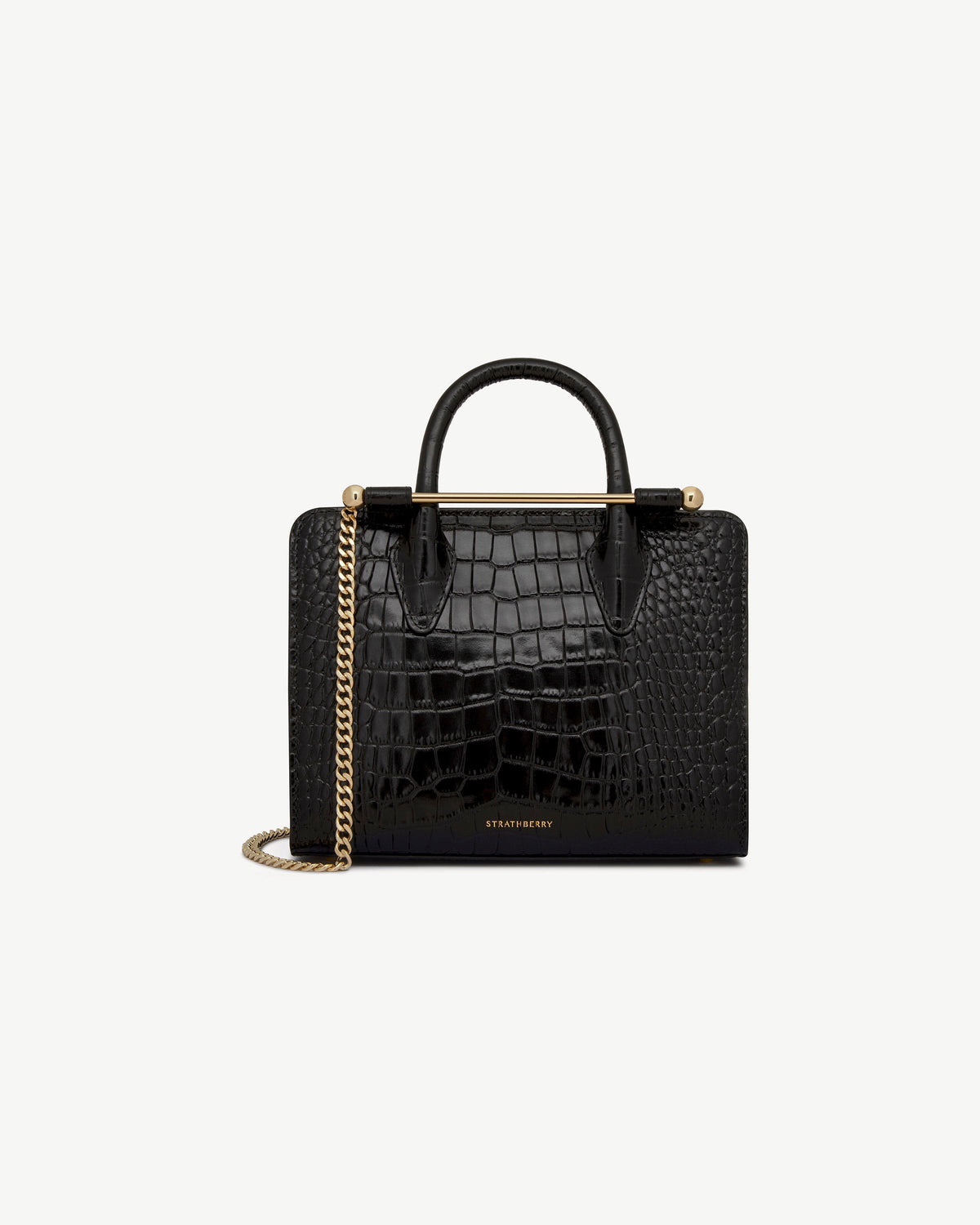 Mini Tote - Croc-Embossed Leather Black - View 2