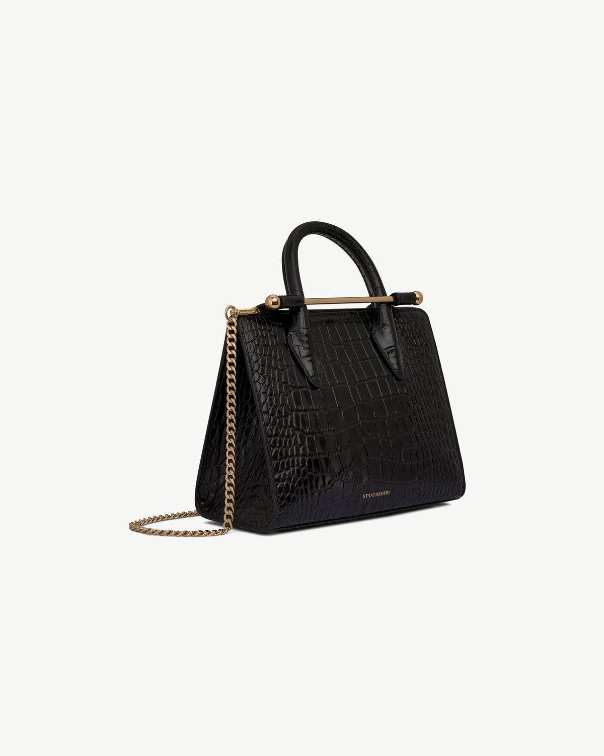 Mini Tote - Croc-Embossed Leather Black - View 3
