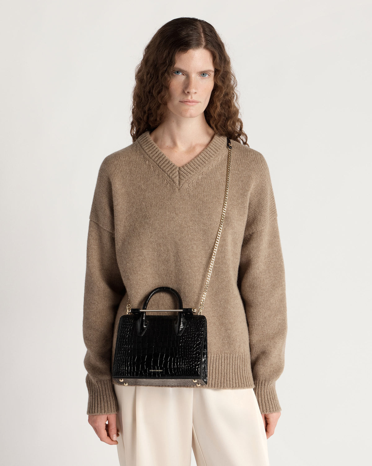 Mini Tote - Croc-Embossed Leather Black - View 8
