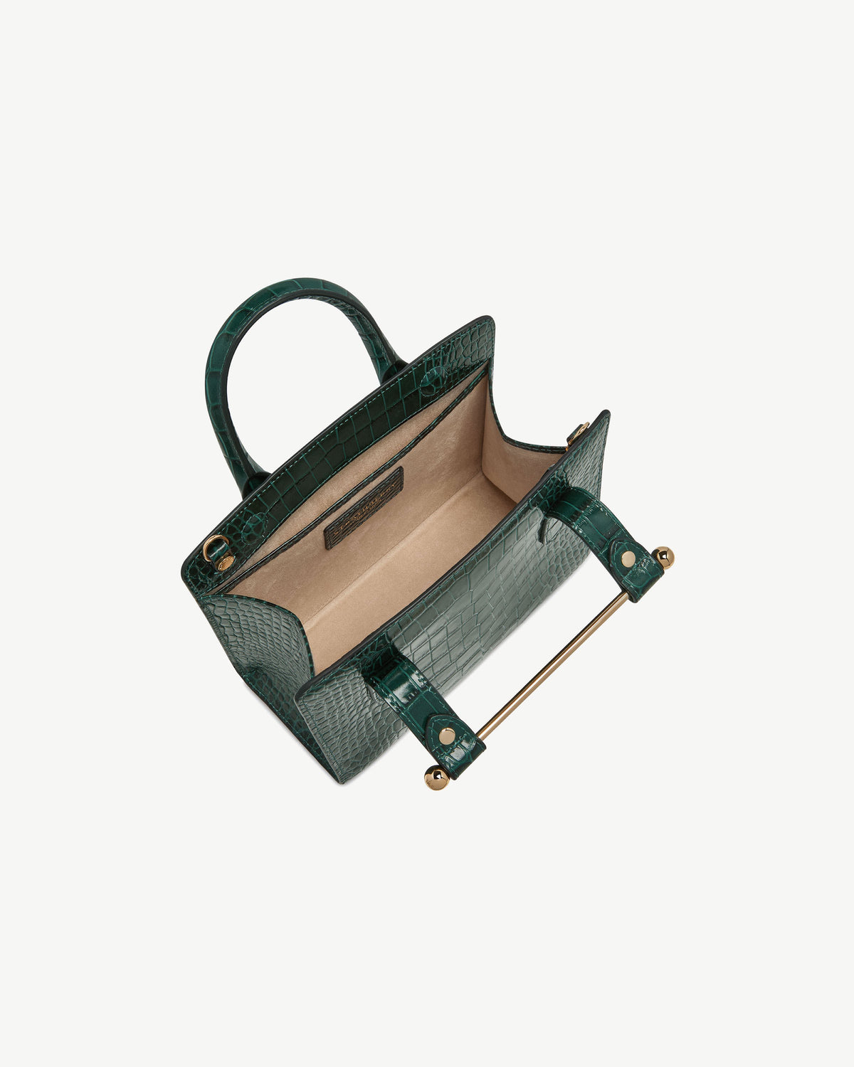 Mini Tote - Croc-Embossed Leather Bottle Green - View 5