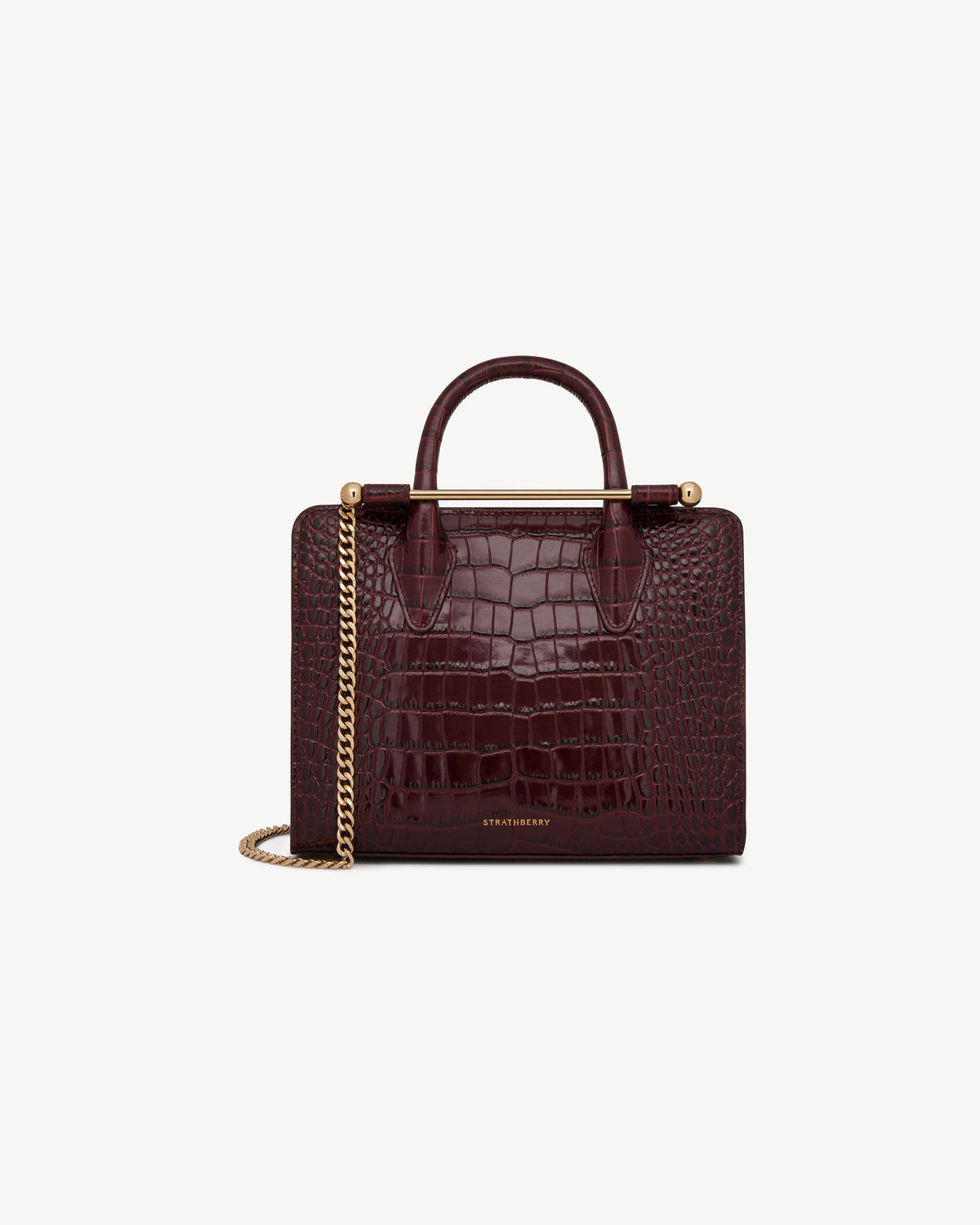 Mini Tote - Croc-Embossed Leather Burgundy - View 2