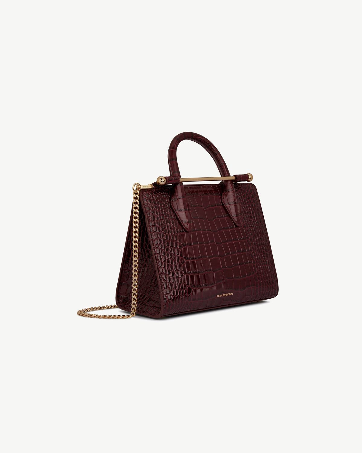 Mini Tote - Croc-Embossed Leather Burgundy - View 3
