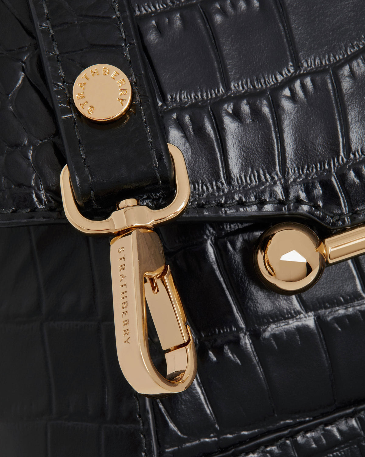 Mosaic Nano - Soft Croc-Embossed Leather Black - View 6