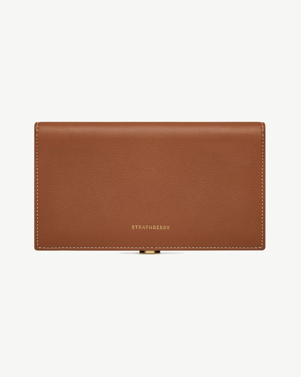 Large Melville Street Wallet - Chestnut with Vanilla Stitch - View 4