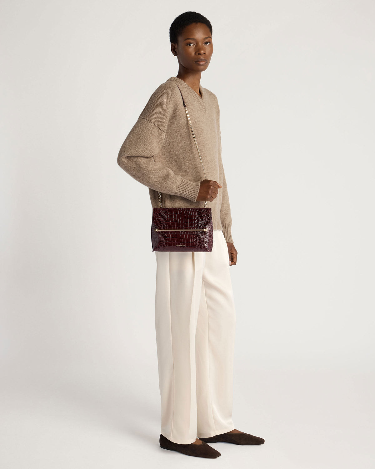 Stylist - Croc-Embossed Leather Burgundy - View 7