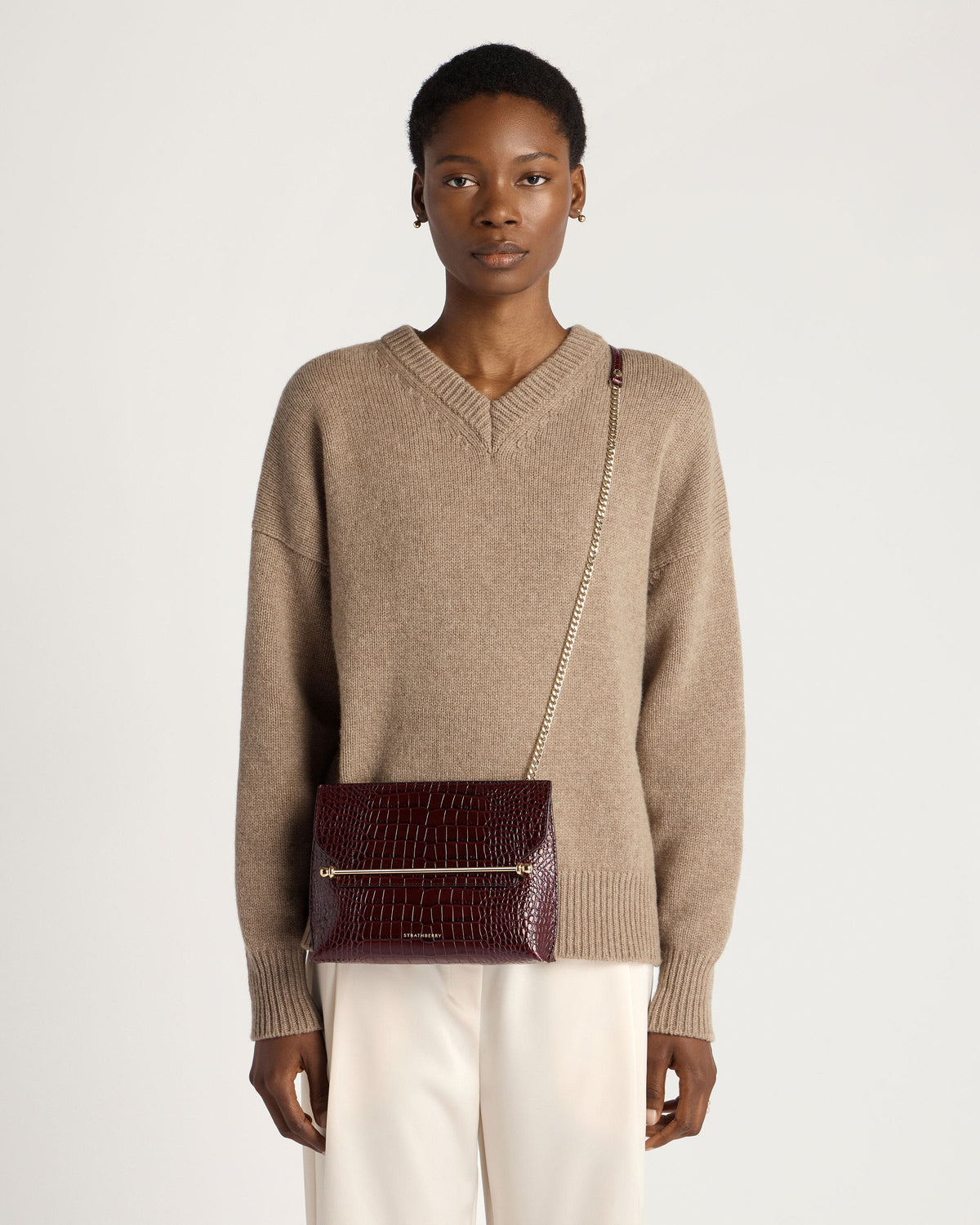 Stylist - Croc-Embossed Leather Burgundy - View 8