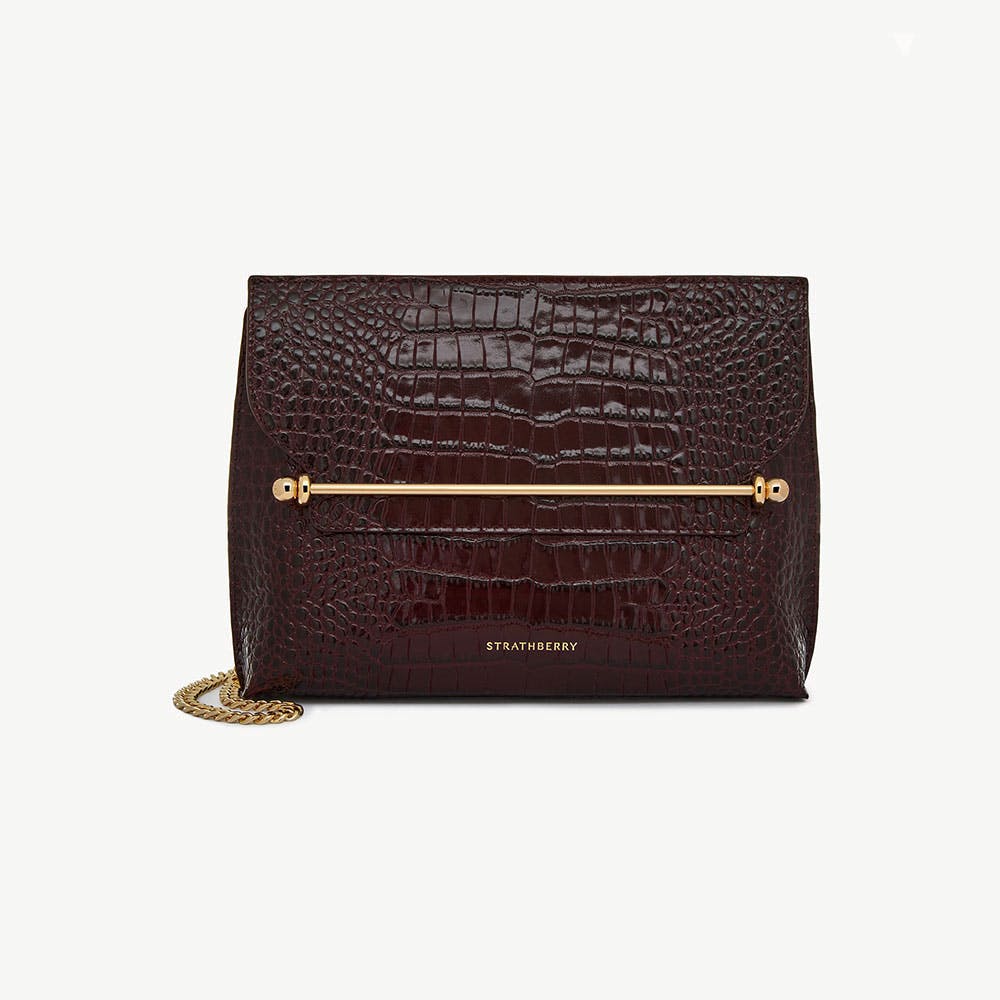 Stylist - Croc-Embossed Leather Burgundy - View 1