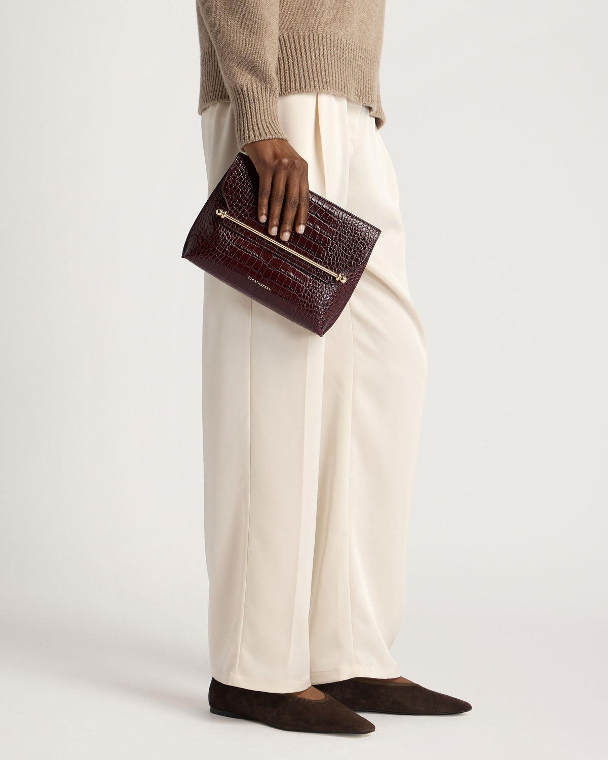 Stylist - Croc-Embossed Leather Burgundy - View 9