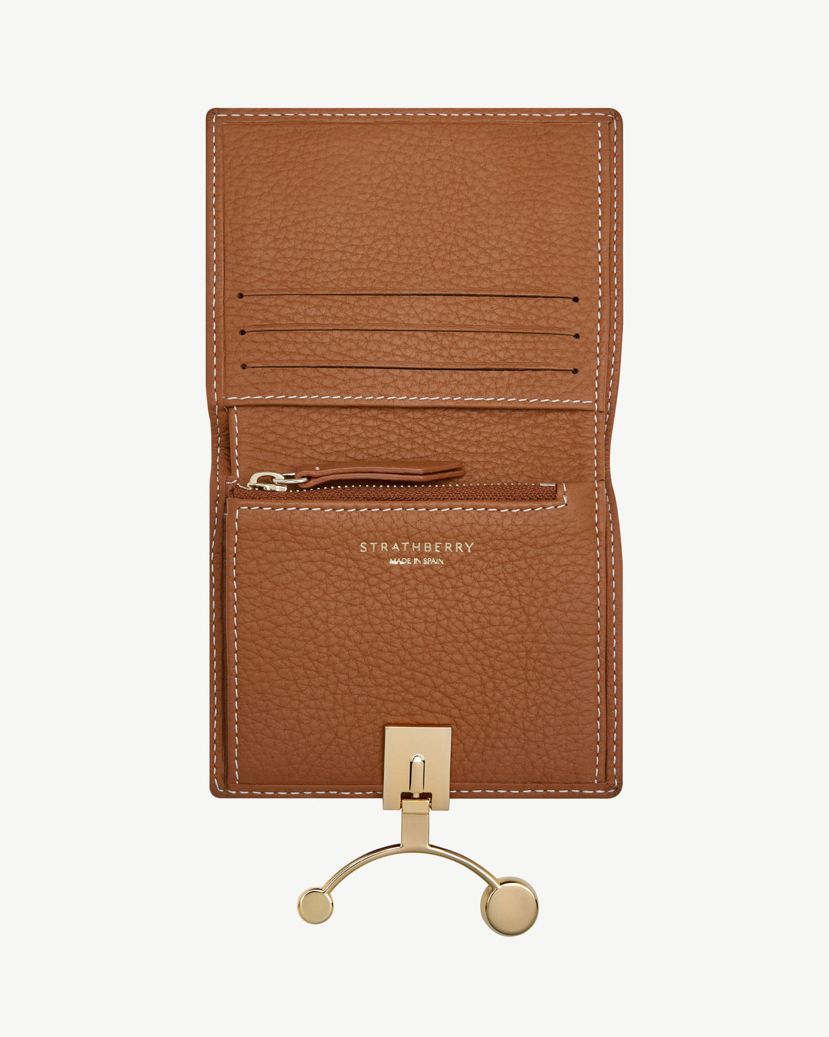 Crescent Wallet - Tan with Vanilla Stitch - View 6