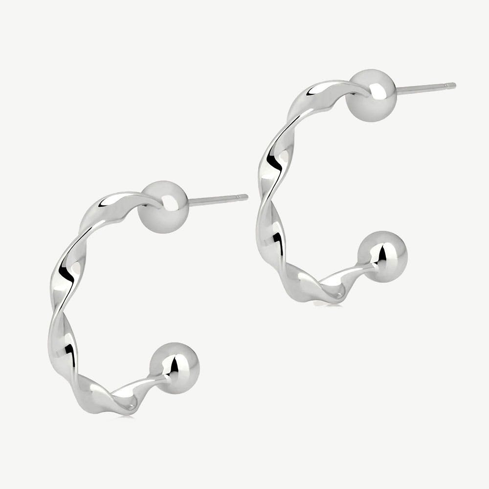 Crescent Twisted Hoop - Sterling Silver - View 1