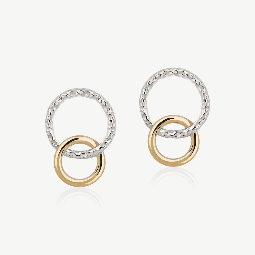 Halo Earrings - Sterling Silver/24 Carat Gold Gilded - View 1