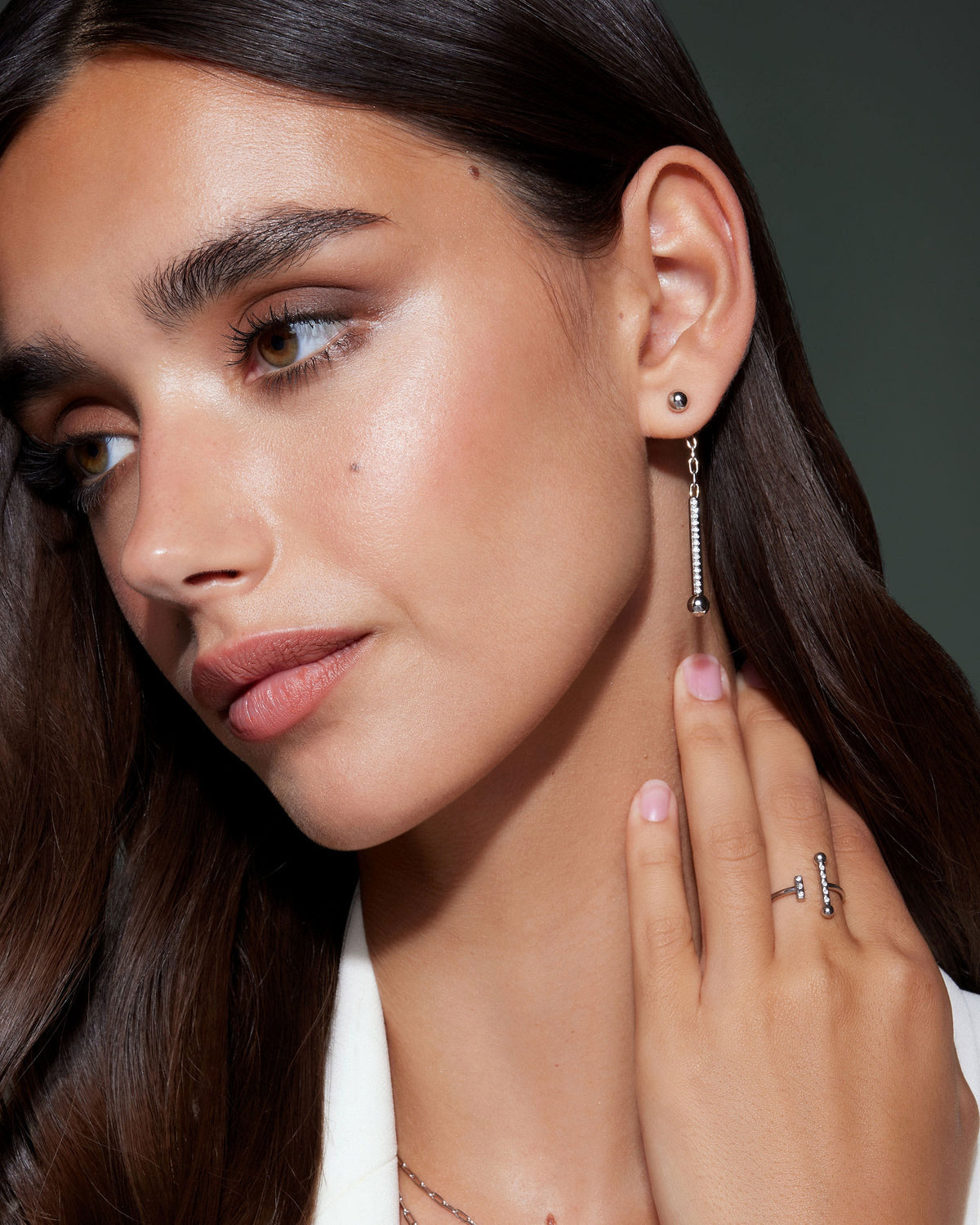 Crystal Music Drop Earrings - Silver - View 7