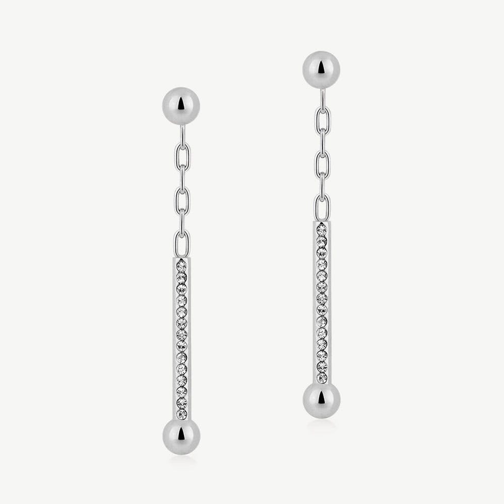 Crystal Music Drop Earrings - Silver - View 1