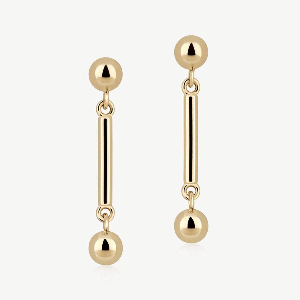 Music Bar Earrings - 22 Carat Gold Gilded - View 1