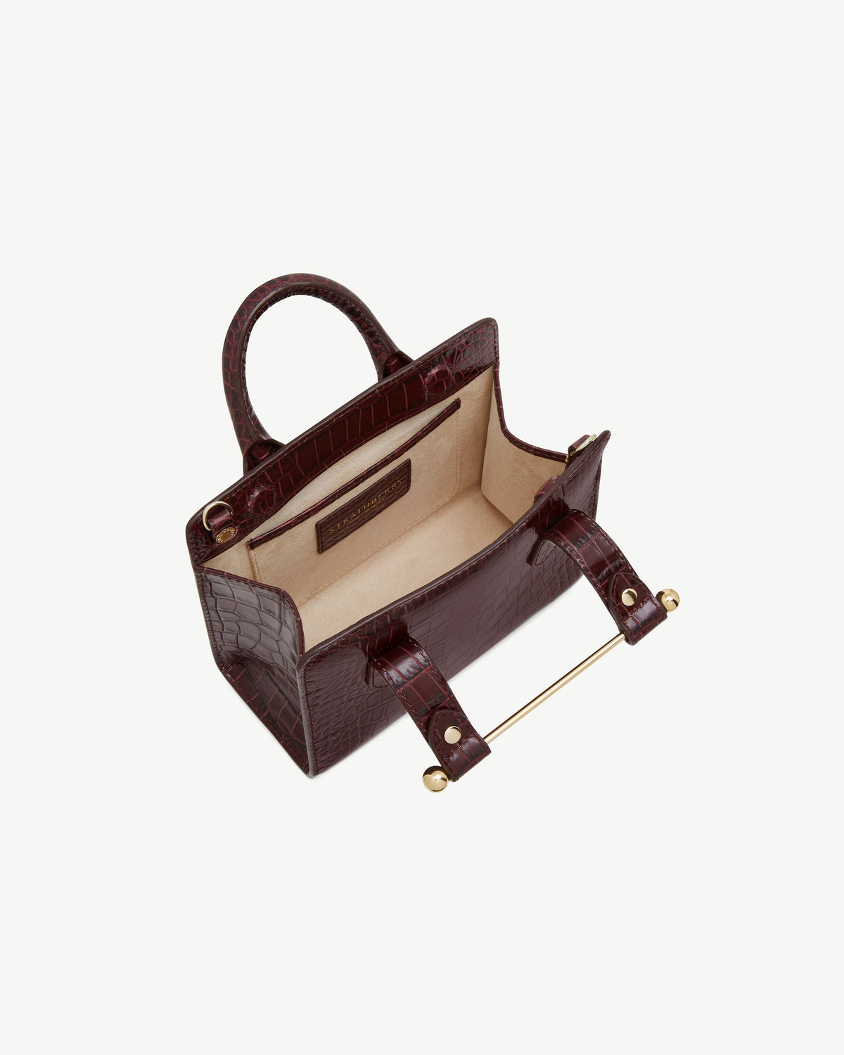 Nano Tote - Croc-Embossed Leather Burgundy - View 5