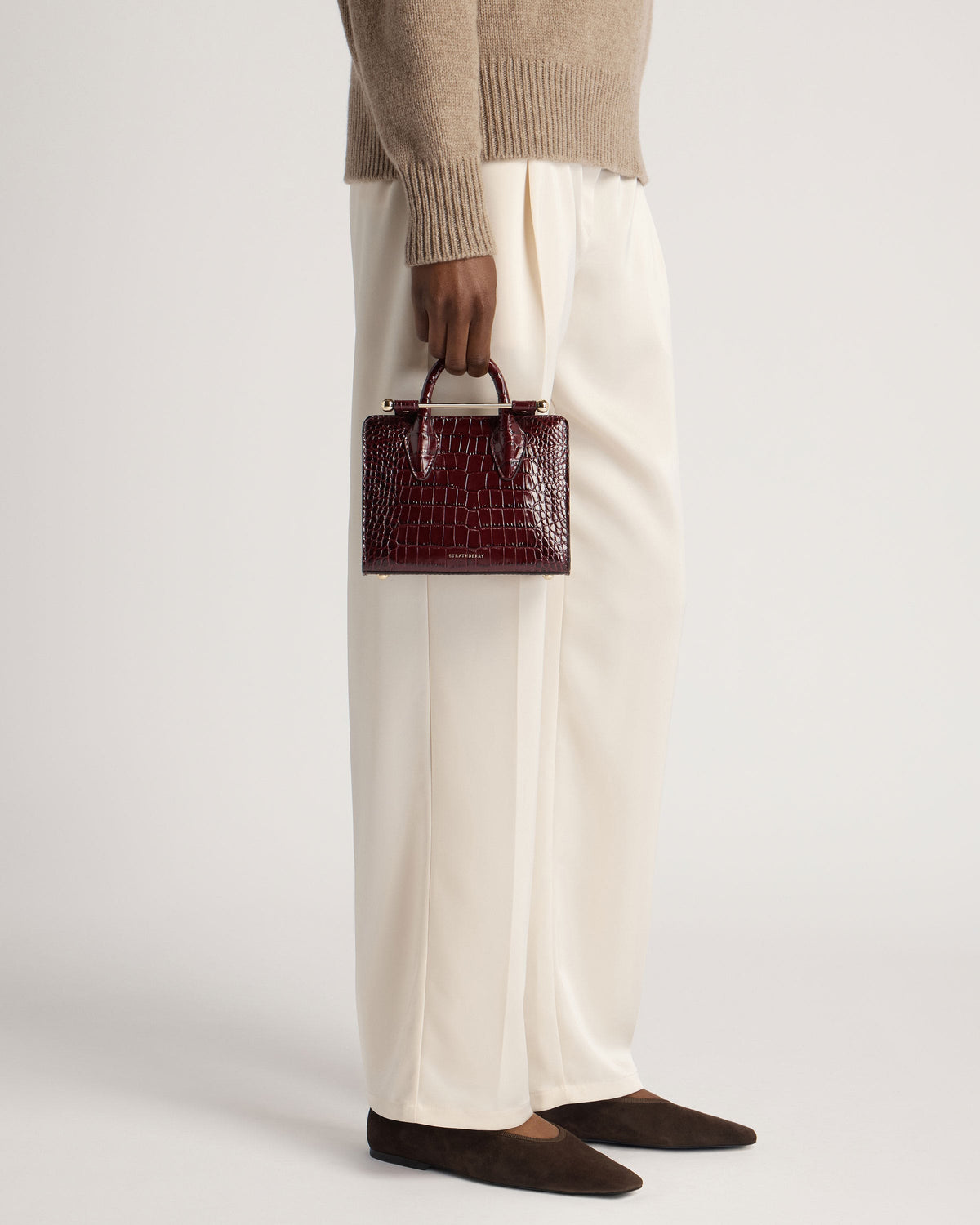 Nano Tote - Croc-Embossed Leather Burgundy - View 9
