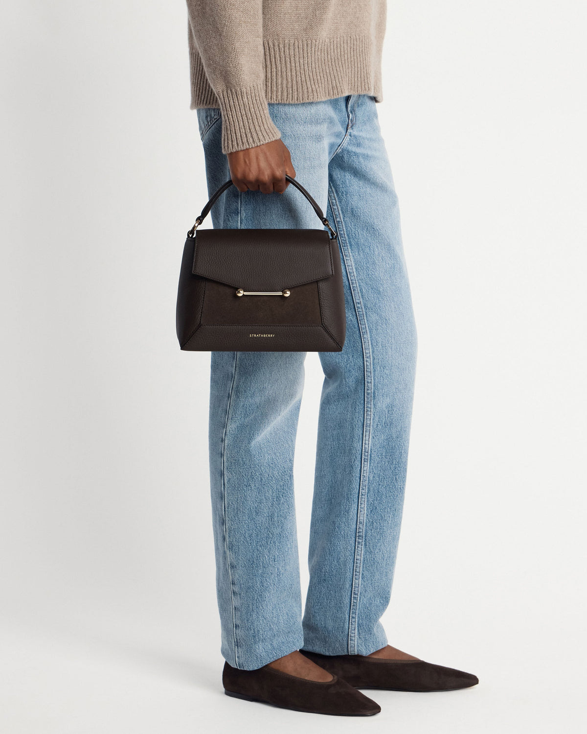 Mosaic Bag - Dark Chocolate Suede/Leather - View 9
