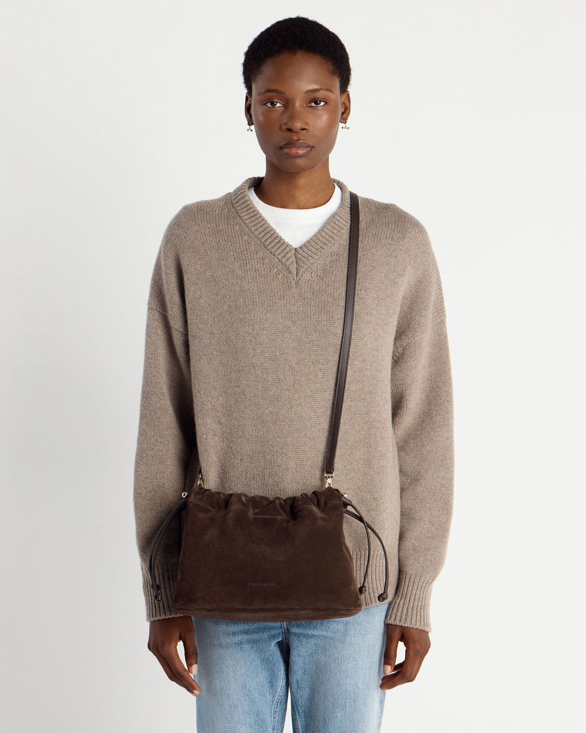 Charlotte Midi Drawstring - Chocolate Suede - View 10