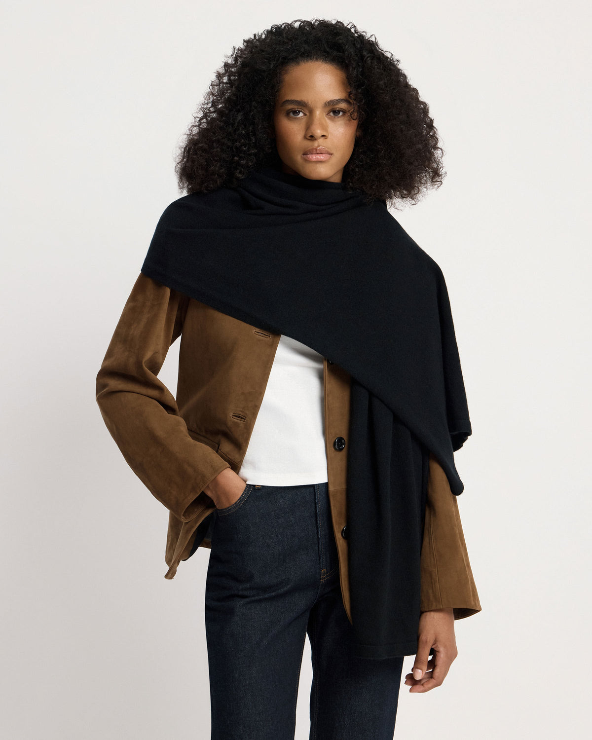 Westray Cashmere Travel Wrap - Black - View 5