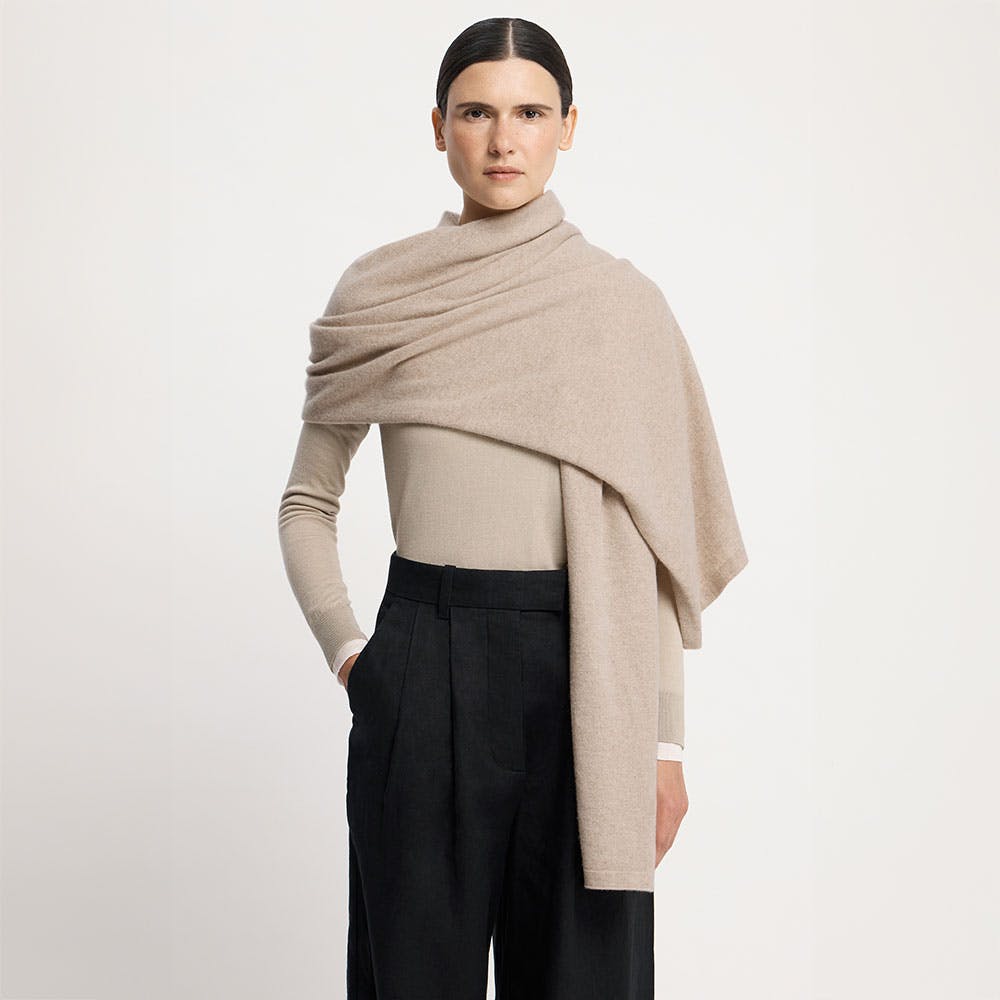 Westray Cashmere Travel Wrap - Oat - View 1