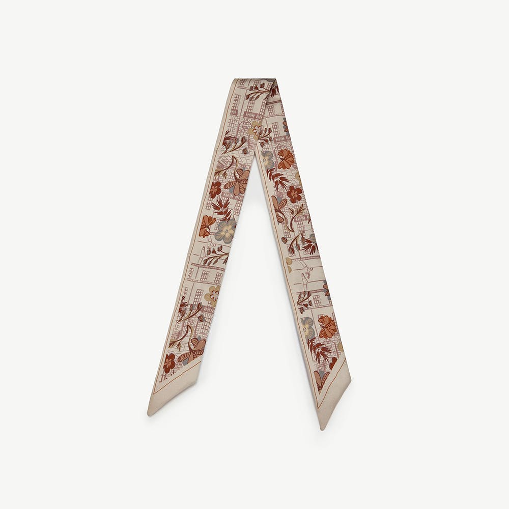 Silk Skinny Scarf - Strathberry Townhouse Print - View 1