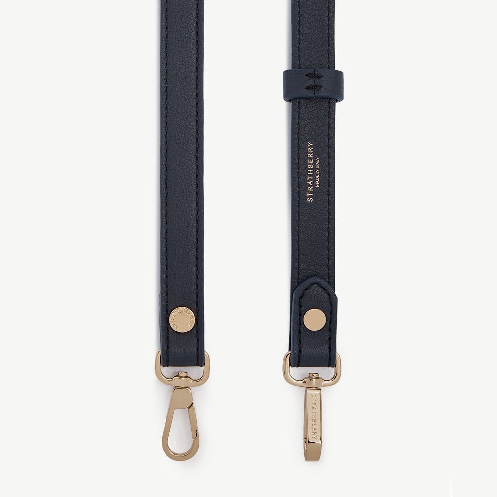 Thin Adjustable Leather Strap - Marine Blue - View 1