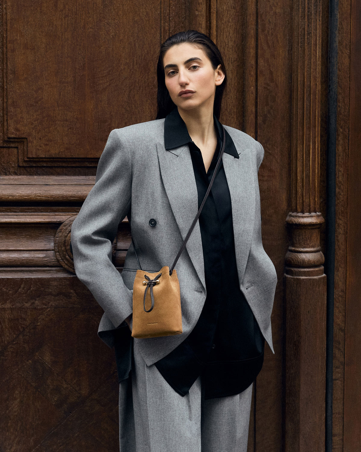 Osette Midi Pouch -  Toffee Suede/Espresso - View 9