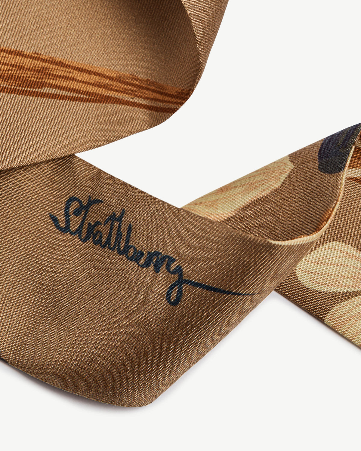 Silk Skinny Scarf - Cognac/Butter Bluebell Floral - View 3