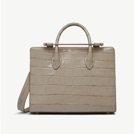 Midi Tote - Croc-Embossed Leather Light Taupe - View 1