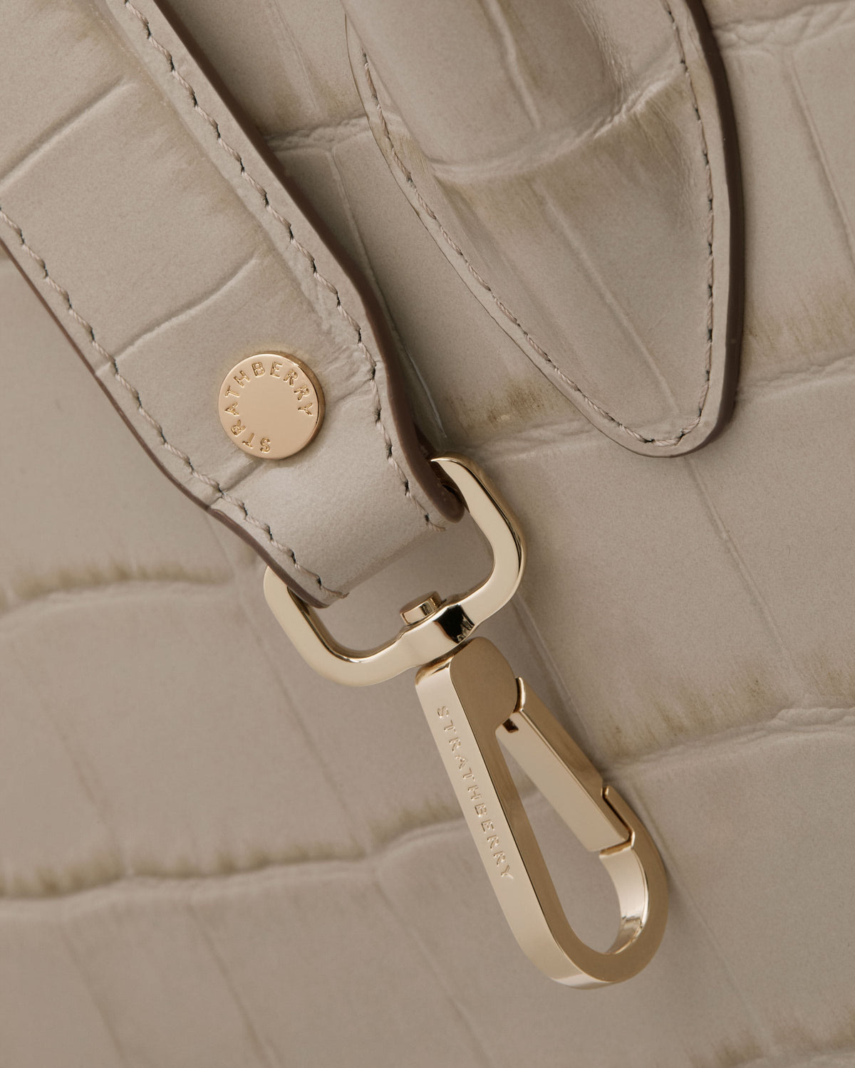 Midi Tote - Croc-Embossed Leather Light Taupe - View 6