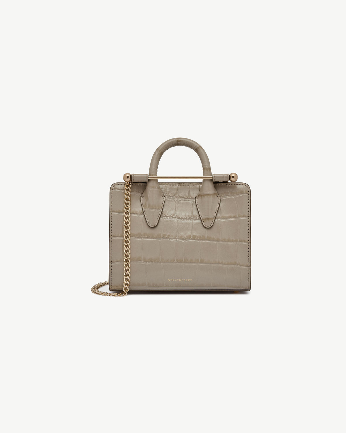 Nano Tote - Croc-Embossed Leather Light Taupe - View 2