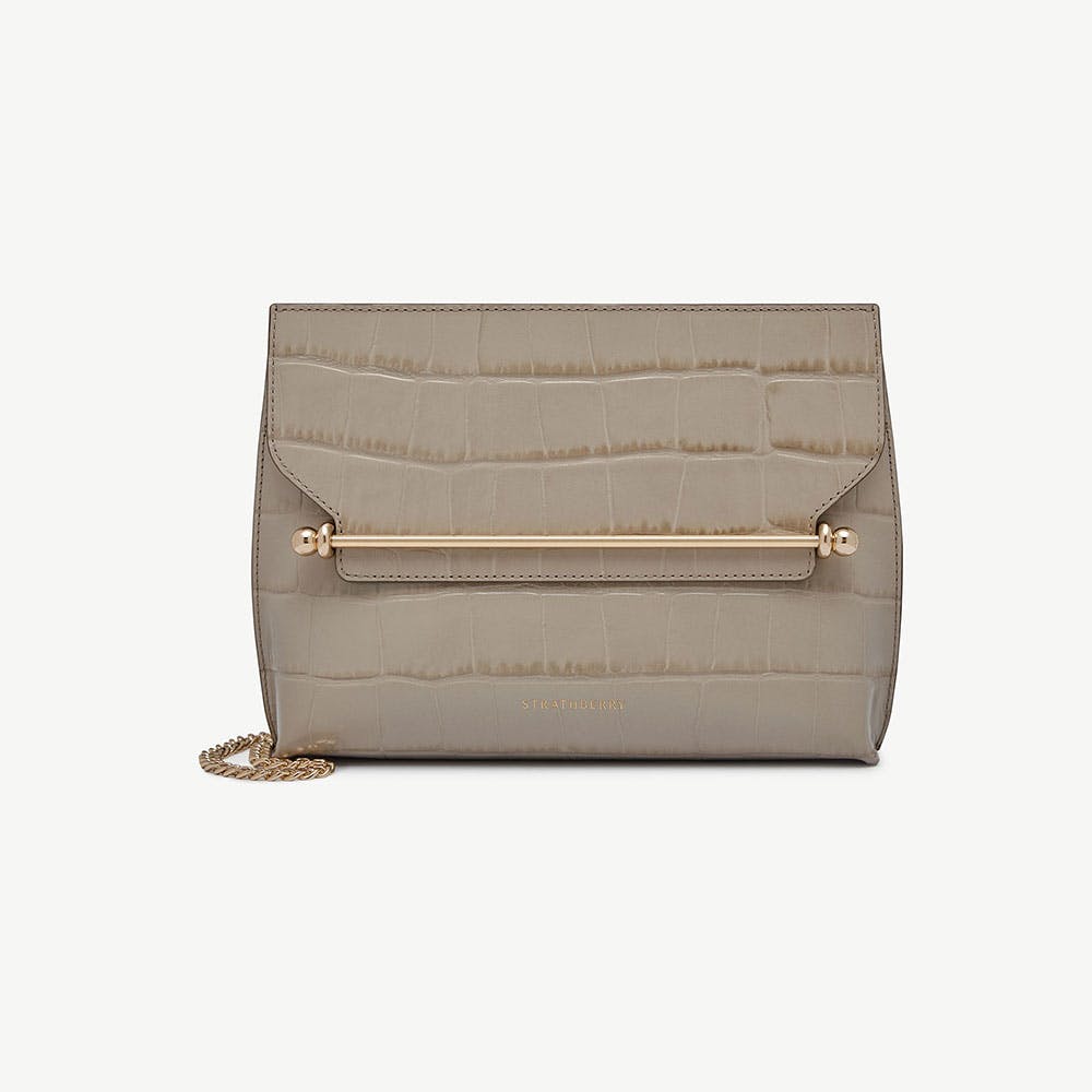 Stylist - Croc-Embossed Leather Light Taupe - View 1